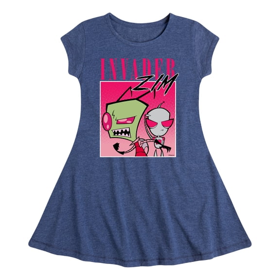 Invader ZIM - GIR and ZIM - Retro Style - Toddler And Youth Girls Fit And Flare Dress