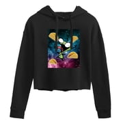 Invader ZIM - GIR loves Tacos in Space Womens Cropped Graphic Hoodie