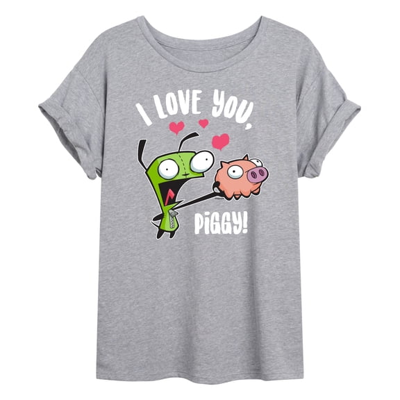 Invader ZIM - I Love You Piggy - Juniors Ideal Flowy Muscle T-Shirt