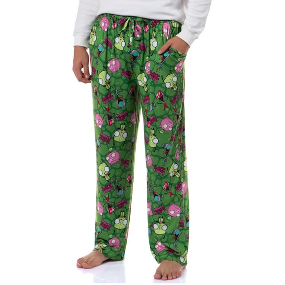 Invader ZIM Men's ZIM Gir and Pig AOP Tossed Print Sleep Pajama Pants Loungewear Sleepwear