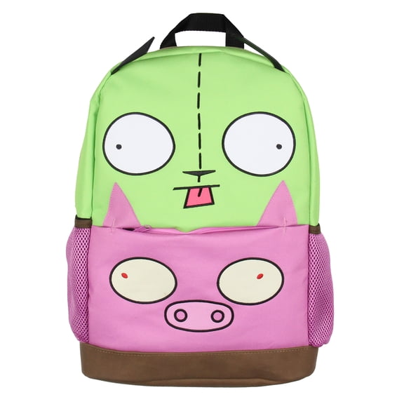 Invader ZIM TV Show Gir And Pig Character Faces Bag Tote Backpack For Daily Use 16"