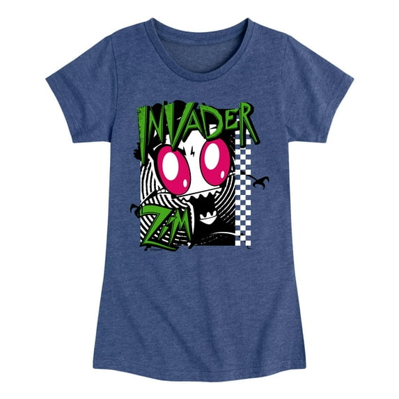 Invader ZIM - ZIM Angry - Retro Checkered Board - Toddler And Youth Girls Short Sleeve Graphic T-Shirt