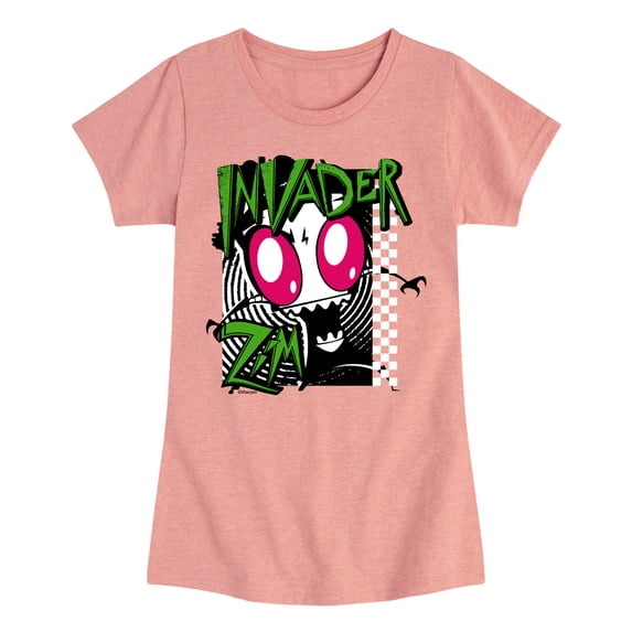 Invader ZIM - ZIM Angry - Retro Checkered Board - Toddler And Youth Girls Short Sleeve Graphic T-Shirt