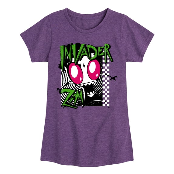 Invader ZIM - ZIM Angry - Retro Checkered Board - Toddler And Youth Girls Short Sleeve Graphic T-Shirt