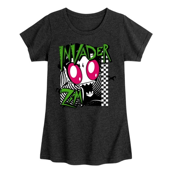 Invader ZIM - ZIM Angry - Retro Checkered Board - Toddler And Youth Girls Short Sleeve Graphic T-Shirt