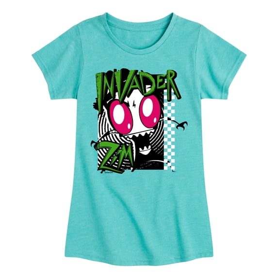 Invader ZIM - ZIM Angry - Retro Checkered Board - Toddler And Youth Girls Short Sleeve Graphic T-Shirt