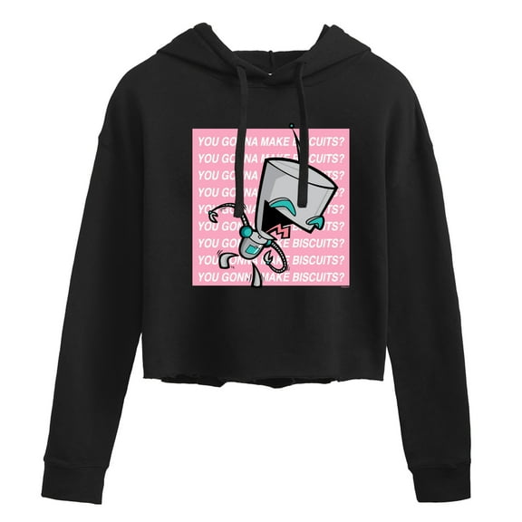 Invader ZIM - ZIM Happily Sticking His Tongue Out - You Gonna Make Biscuits - Juniors Cropped Pullover Hoodie