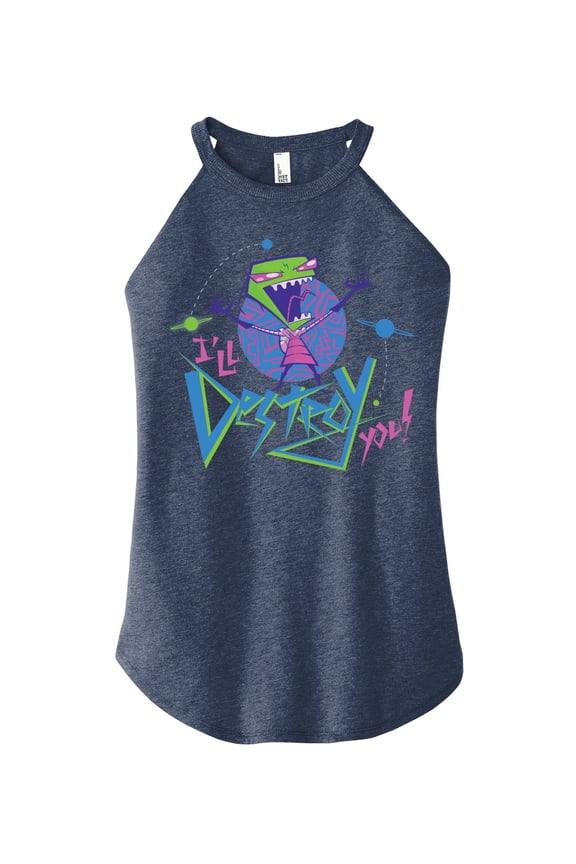 - ZIM Screaming I'll Destroy You - Retro Style - Juniors High Neck Tank Top