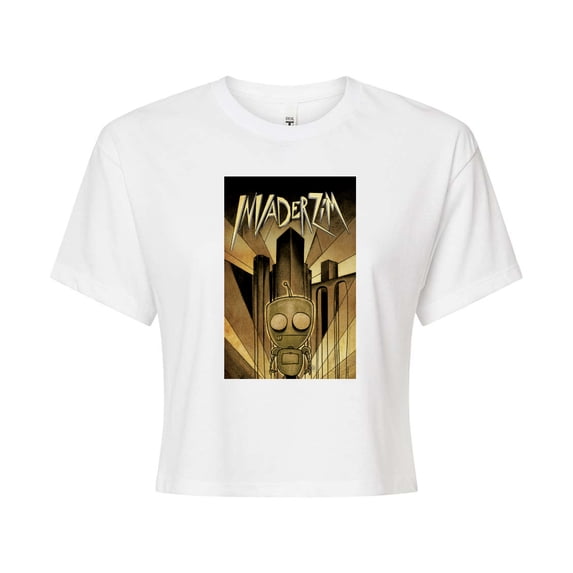 Invader ZIM - ZIM in Golden Metropolis - Juniors Cropped Cotton Blend T-Shirt