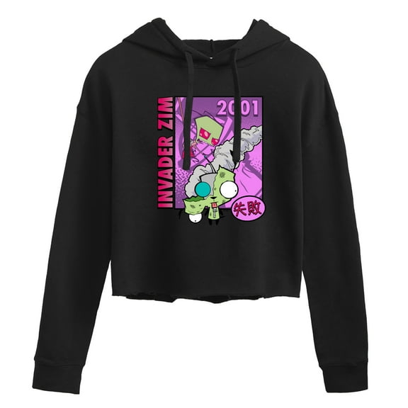 Invader ZIM - ZIM with Kanji Failure - 2001 - Juniors Cropped Pullover Hoodie