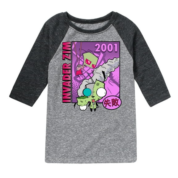 Invader ZIM - ZIM with Kanji Failure - 2001 - Toddler And Youth Raglan Graphic T-Shirt