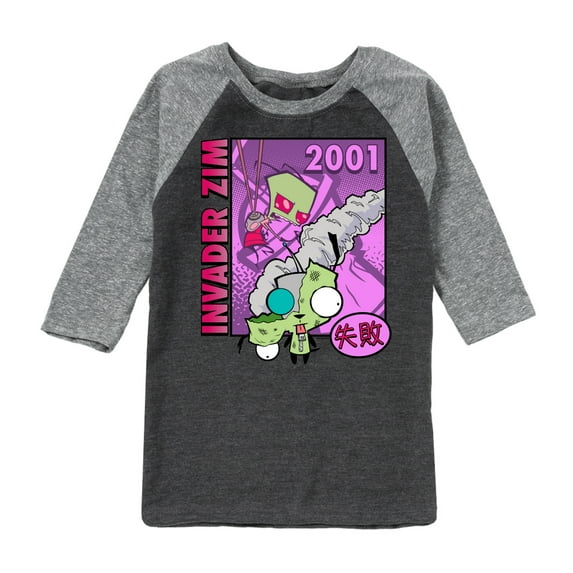 Invader ZIM - ZIM with Kanji Failure - 2001 - Toddler And Youth Raglan Graphic T-Shirt