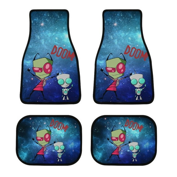 Invader Zim 4 Pcs Car Floor Mats Universal Fit Floor Mats Front & Rear Liners for Trucks Van SUV Auto