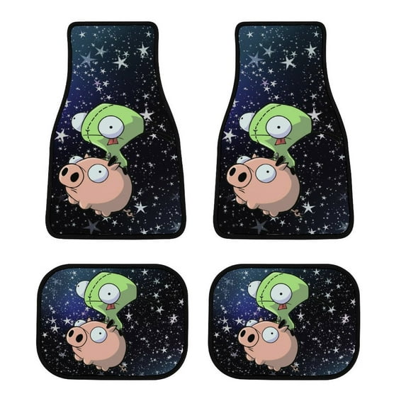 Invader Zim 4 Pcs Car Floor Mats Universal Fit Floor Mats Front & Rear Liners for Trucks Van SUV Auto