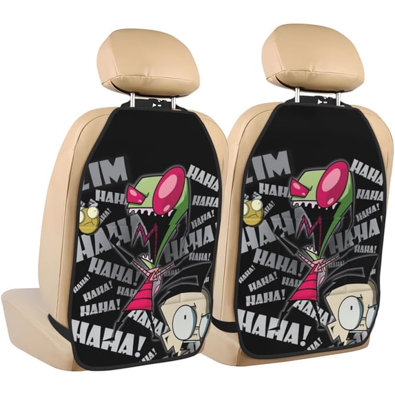 Invader Zim Animation 2 PCS Car Seat Protector Backseat Car Organizer Accessories Decor Adjustable Seat Back Protector Anti-kick Storage Mat For Universal Car