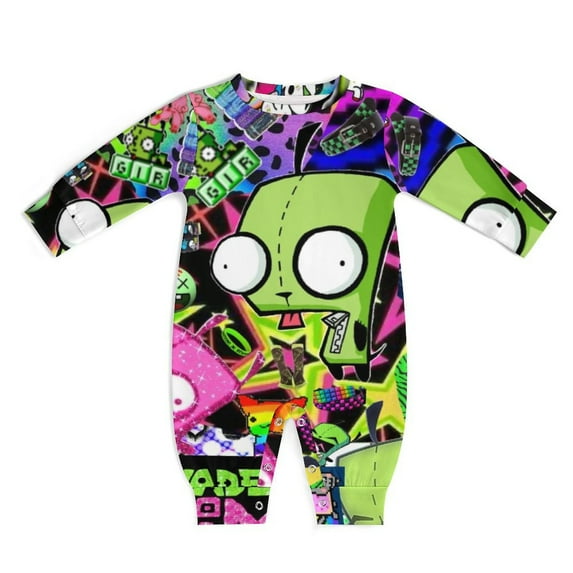 Invader Zim Baby Footless Rompers, Long Sleeve Baby Onesie Jumpsuit for Boys Girls
