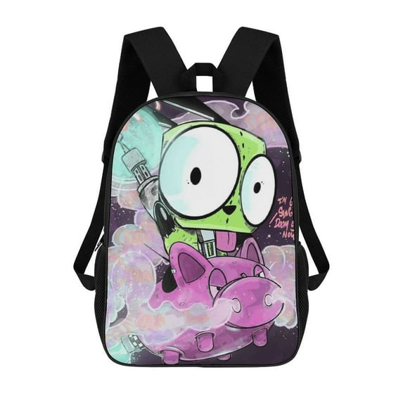 Invader Zim Backpack 17 Inch Shoulder Bag Sturdy Laptop Backpack Daypack for Men Women Travel School