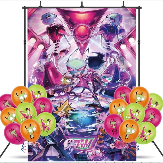 Invader Zim Banner Wall Decor Party Decorations Balloons Taspestry Backdrop Background Poster Decor Supplies