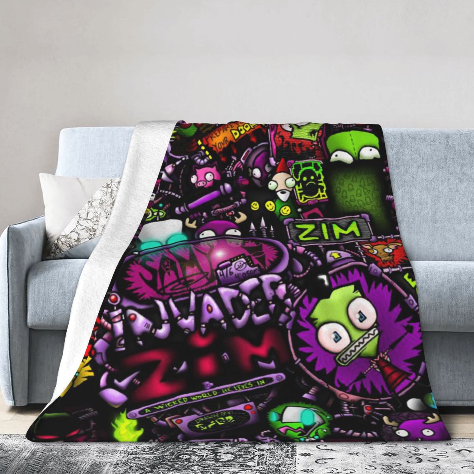 Invader Zim Blanket Soft Warm Flannel Air Conditioning Blanket Throw
