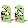 thumbnail image 1 of Invader Zim Bookends Wood Book Divider Decor Shelves Non-Skid Book Stand 2 Pieces For Classroom Dormitory Bookshelf Office Home, 1 of 7