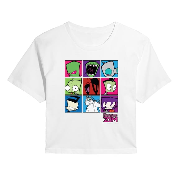 Invader Zim - Boxed Invader Gir - Juniors Cropped Short Sleeve Graphic T-Shirt