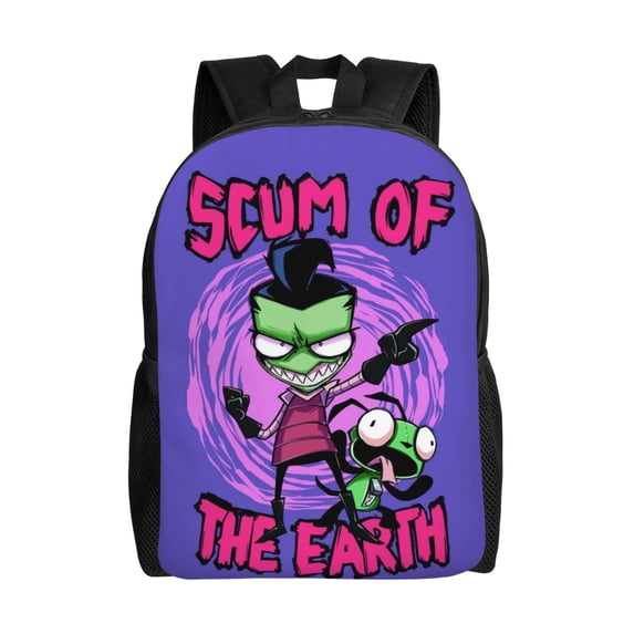 Invader Zim Cartoon Backpack Lightweight Unisex Basic Daypack Bookbag Laptop Satchel Rucksack For Travel School Office Daily