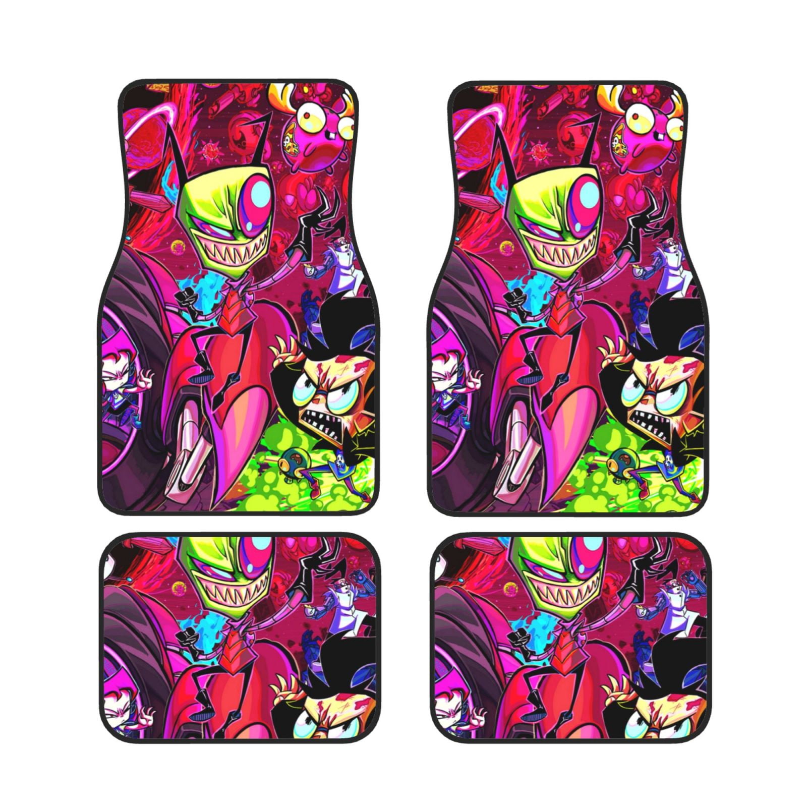 Invader Zim Cartoon Car Floor Mats 4Piece Full Set Front Rear Auto