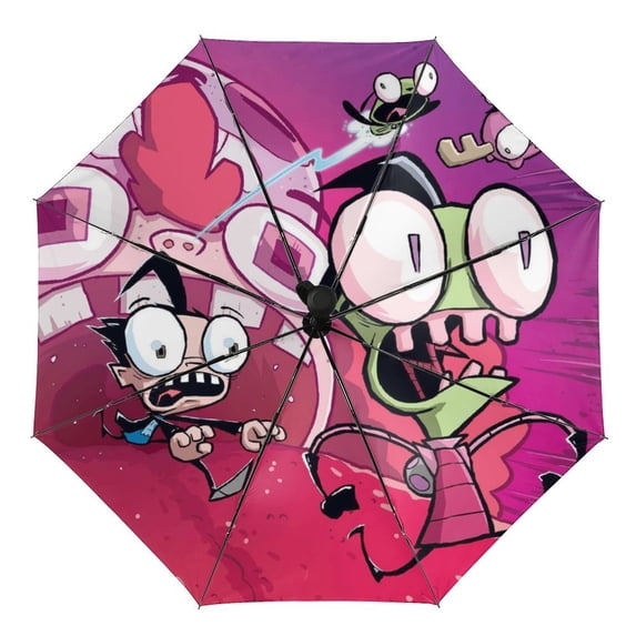 Invader Zim Cartoon Folding Umbrella Auto Umbrella Anti-UV Protection Lightweight Windproof Portable Rain Umbrellas