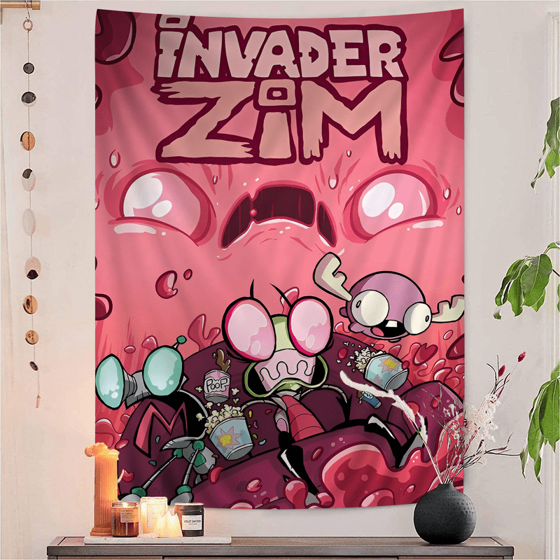 Invader Zim Cartoon Poster Printed Large Wall Tapestry Art Science ...
