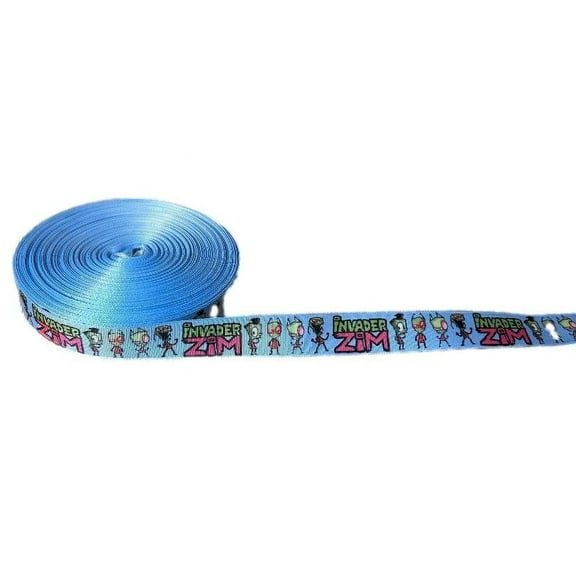 Invader Zim Cartoon Themed Blue Border 1" Wide 3 Yards Repeat Ribbon
