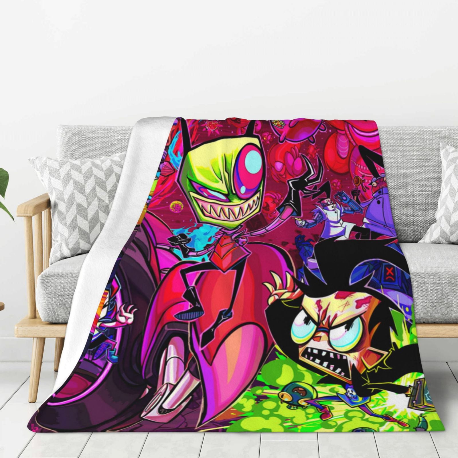 Invader Zim Cartoon Thick Blanket Cozy Soft Fuzzy Antipilling Flannel