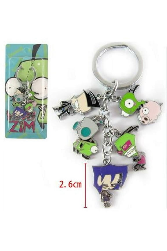 Invader Zim Characters Metal Charm 5pcs Charm Keychain Key Ring
