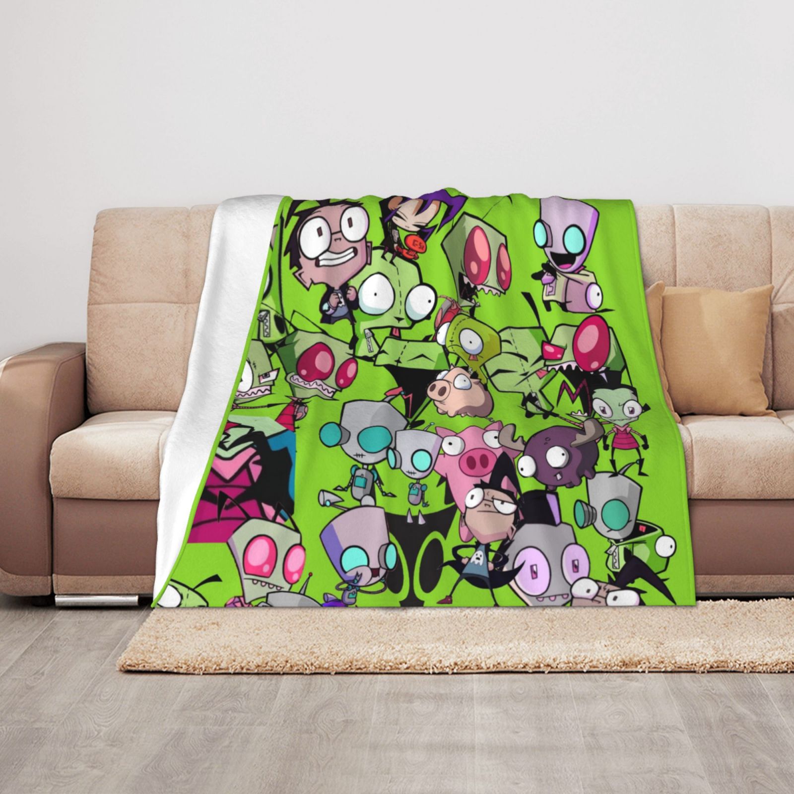Invader Zim Characters Throw Blanket Soft Cozy Fuzzy Flannel Blanket