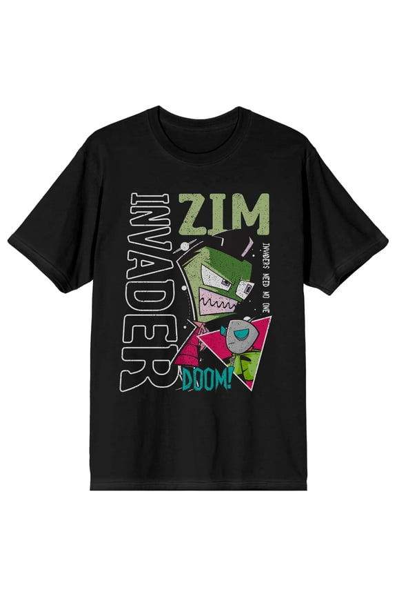Invader Zim Crew Neck Short Sleeve Men's Black T-shirt-Small
