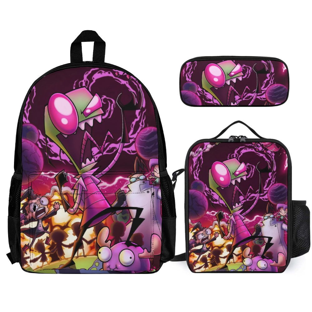 Invader Zim Dib Gir Backpack With Lunch Bag Pencil Case Pen Bag Satchel ...
