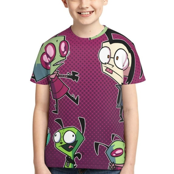Invader Zim Dib Gir Youth Unisex T-Shirt Crewneck Short Sleeve Double-Sided Print Tee Shirts Top For Boys Girls Kid Teen X-Large