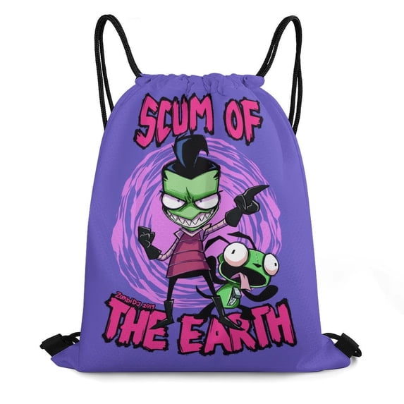 Invader Zim Drawstring Bags Lightweight Shoulder Backpack High Capacity Sport Bag Gym Sack Beach Daypack for Men Women
