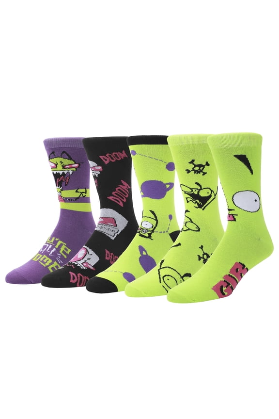 Invader Zim Fun Characters Men's 5-Pack Casual Crew Socks