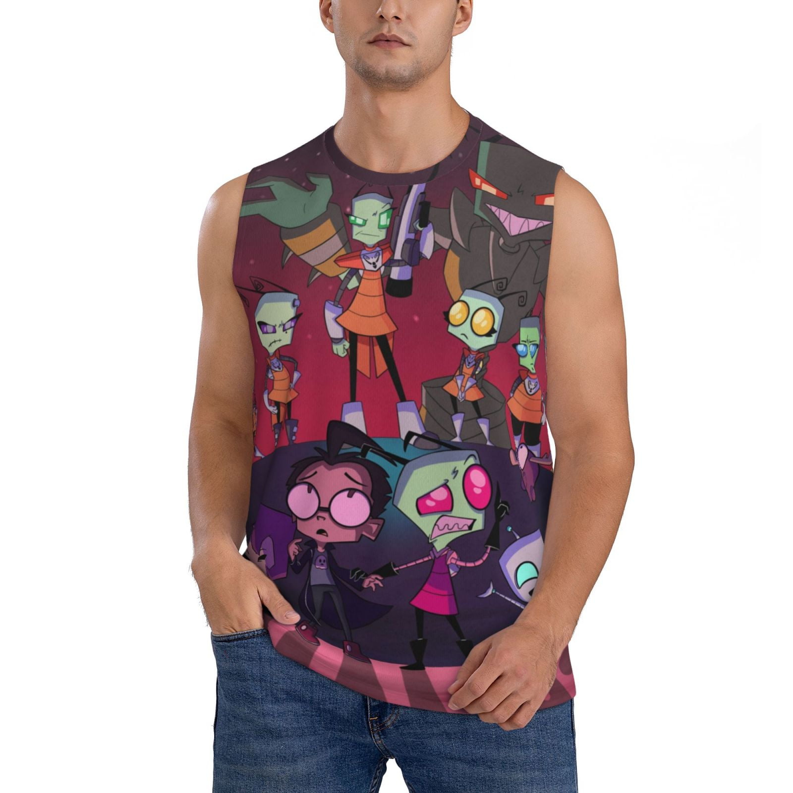 Invader Zim Fun Men's Tank Top Lightweight Summer Sleeveless Tee Shirt ...