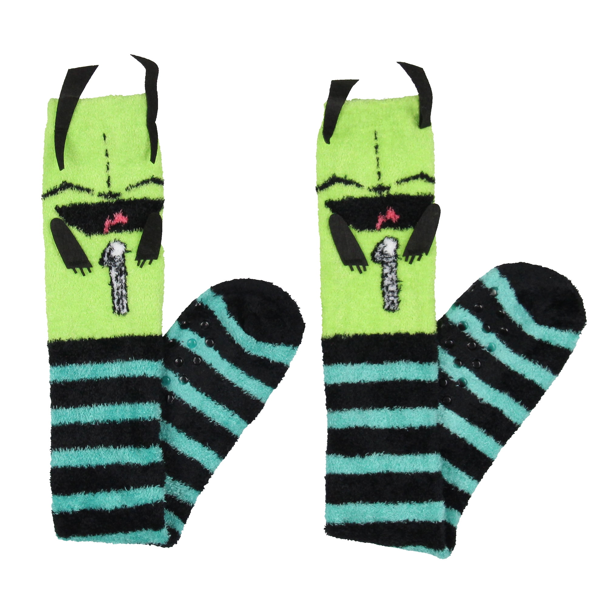 Invader Zim Gir 3D Character Fuzzy Plush Knee High Slipper Socks For