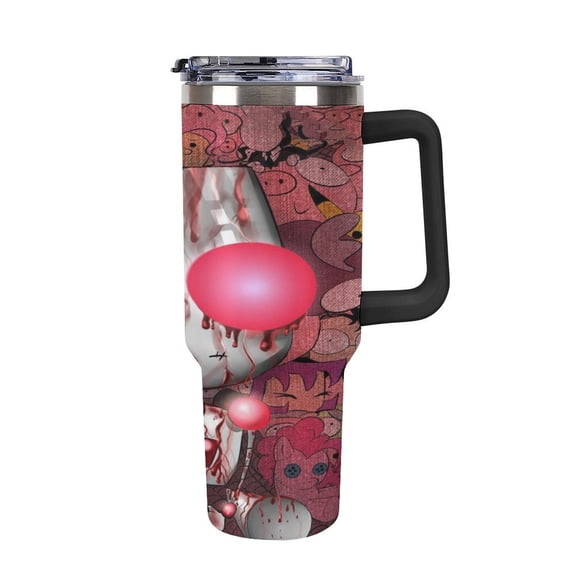 Invader Zim Gir 40oz Large Capacity Car Cup Tumbler with Handle And Straw Lid, Insulated Stainless Steel Double Wall Vacuum Travel Mug, Leak-proof Large Capacity Car Cup,Cupholder Friendly