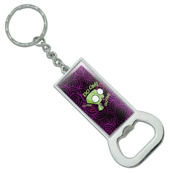 Invader Zim Gir Doom Dance Keychain Rectangle Chrome Plated Metal Bottle Cap Opener