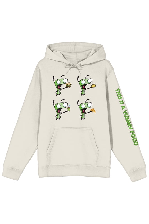 Invader Zim Gir Eating Snacks Men's Natural Hoodie-Large