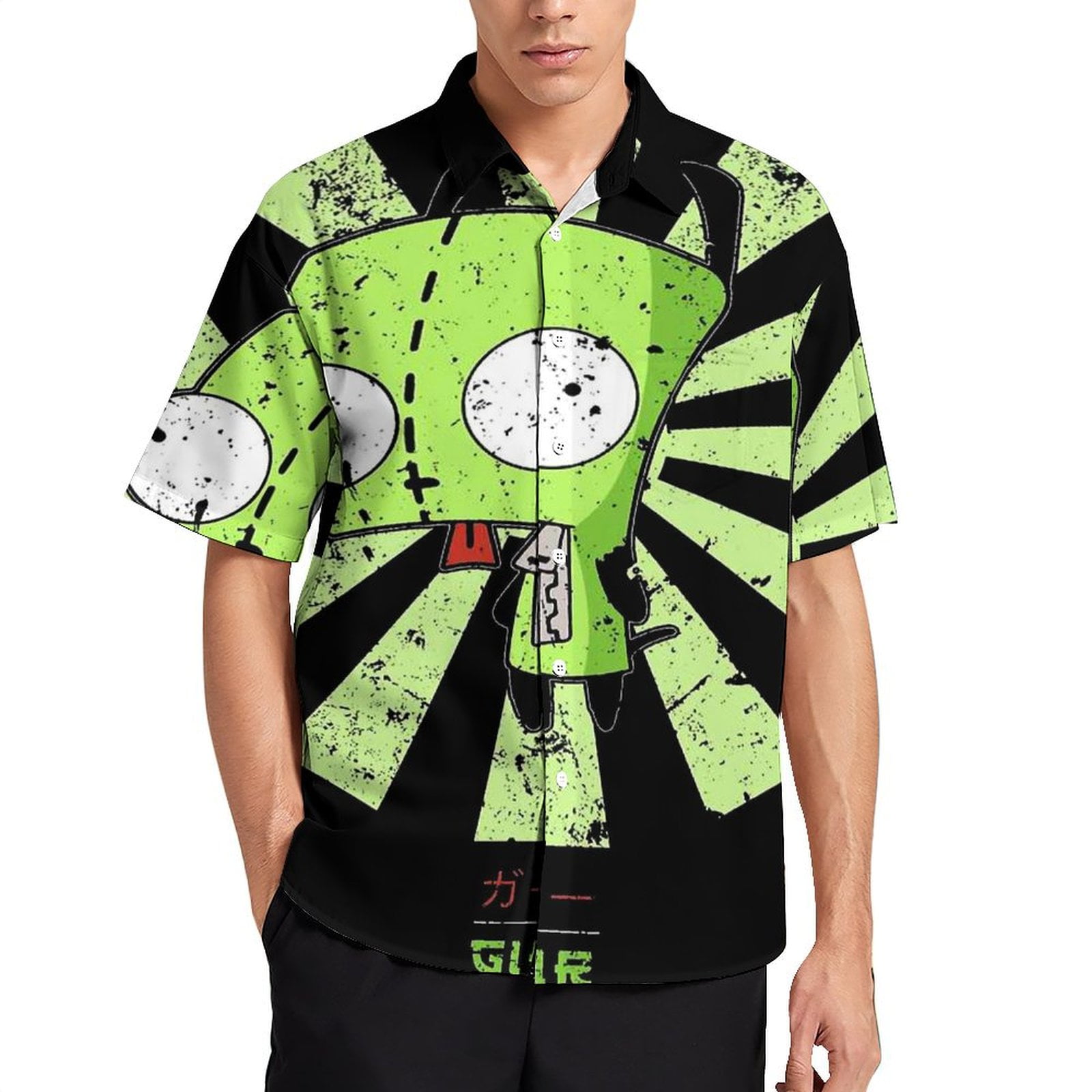 Nickelodeon Invader Zim Gir Schematic Men's T-Shirt - Big & Tall, 50% Cotton 50% Polyester, Charcoal Heather - View #2
