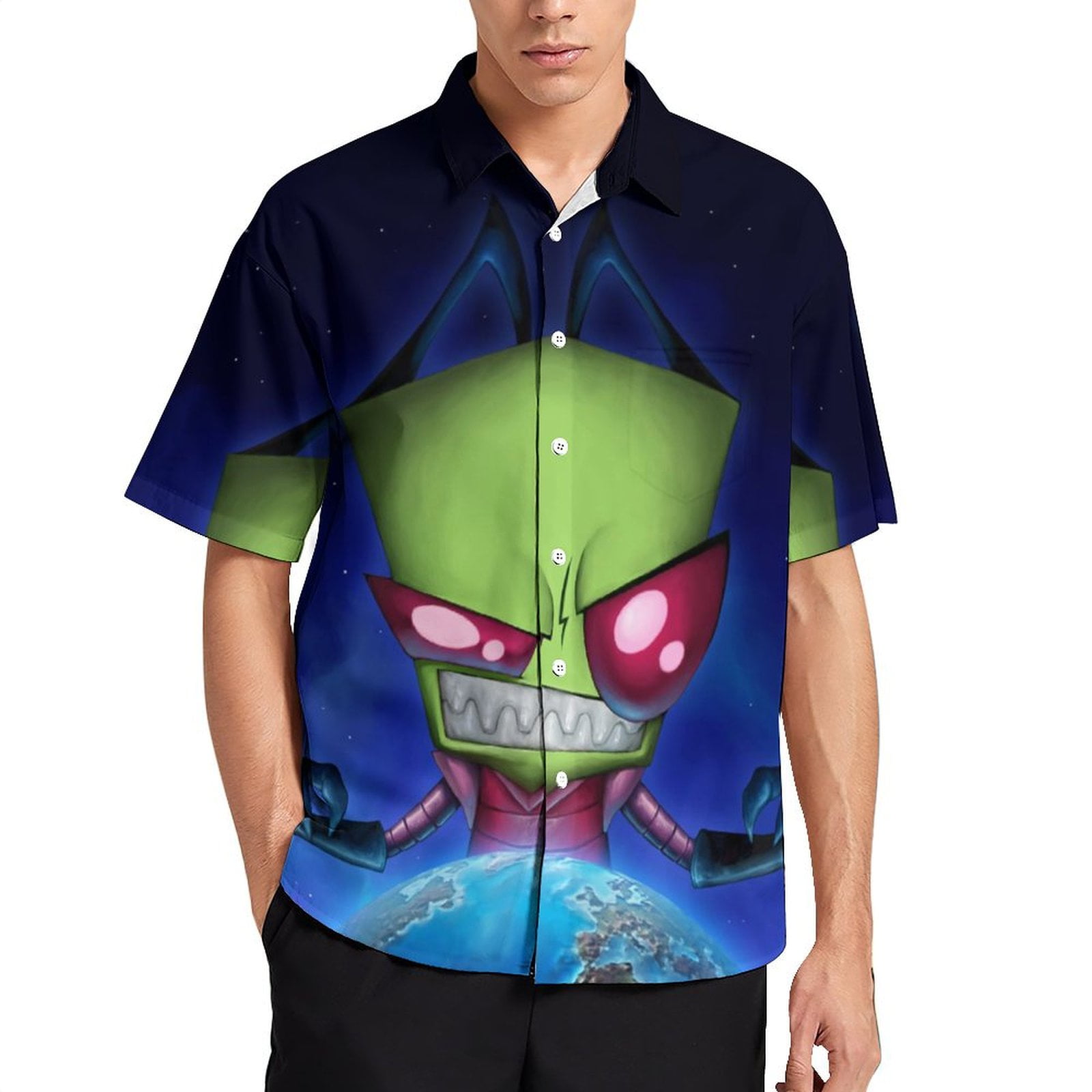 Nickelodeon Invader Zim Gir Schematic Men's T-Shirt - Big & Tall, 50% Cotton 50% Polyester, Charcoal Heather - View #5