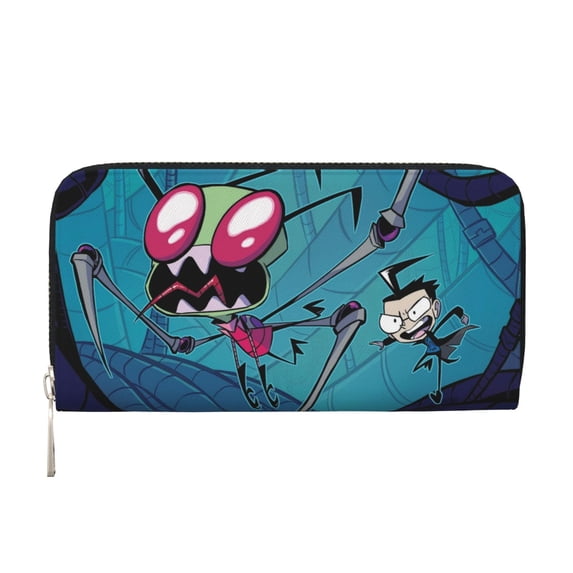 Invader Zim Hand Wallet Card Bag Long Leather Wallet Handbag Clutch Purse Storage Bag Zip Organizer With Card Slots