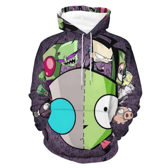 Invader Zim Hoodie Unisex 3d Novelty Hoodies Graphic Hoodies Pullover Sweatshirts For Men Women Teen XL