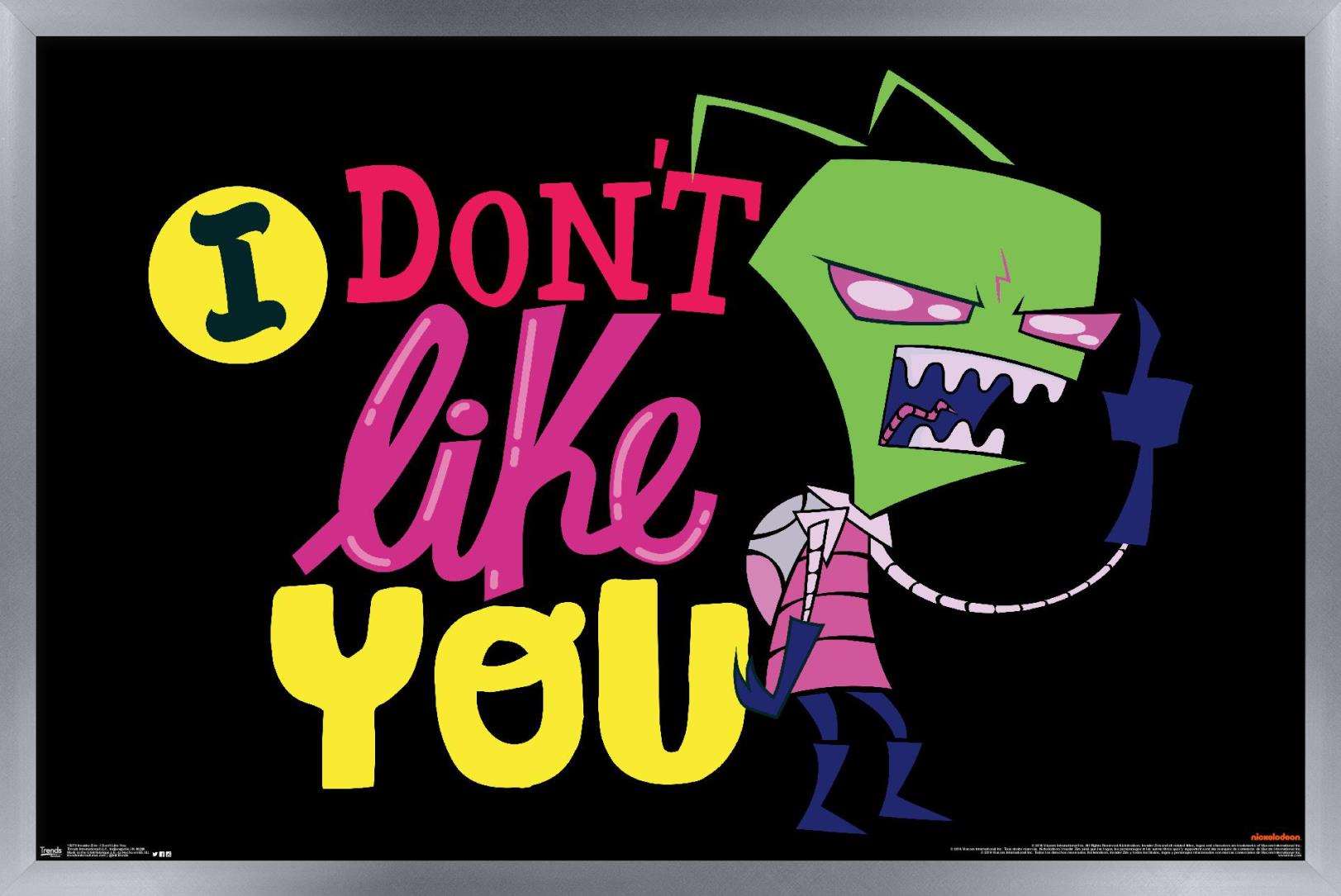 Invader Zim - I Don't Like You Wall Poster, 14.725" x 22.375", Framed