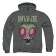 thumbnail image 1 of Invader Zim Invade Unisex Adult Pull-Over Hoodie (Small) Charcoal, 1 of 6