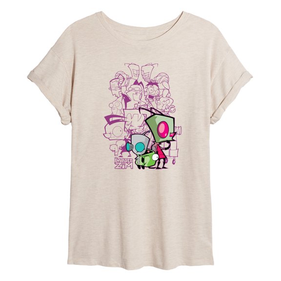 Invader Zim - Invader Zim Collage - Juniors Oversized Graphic T-Shirt
